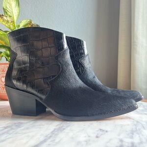 A&D Daughters Embossed Leather Block Booties